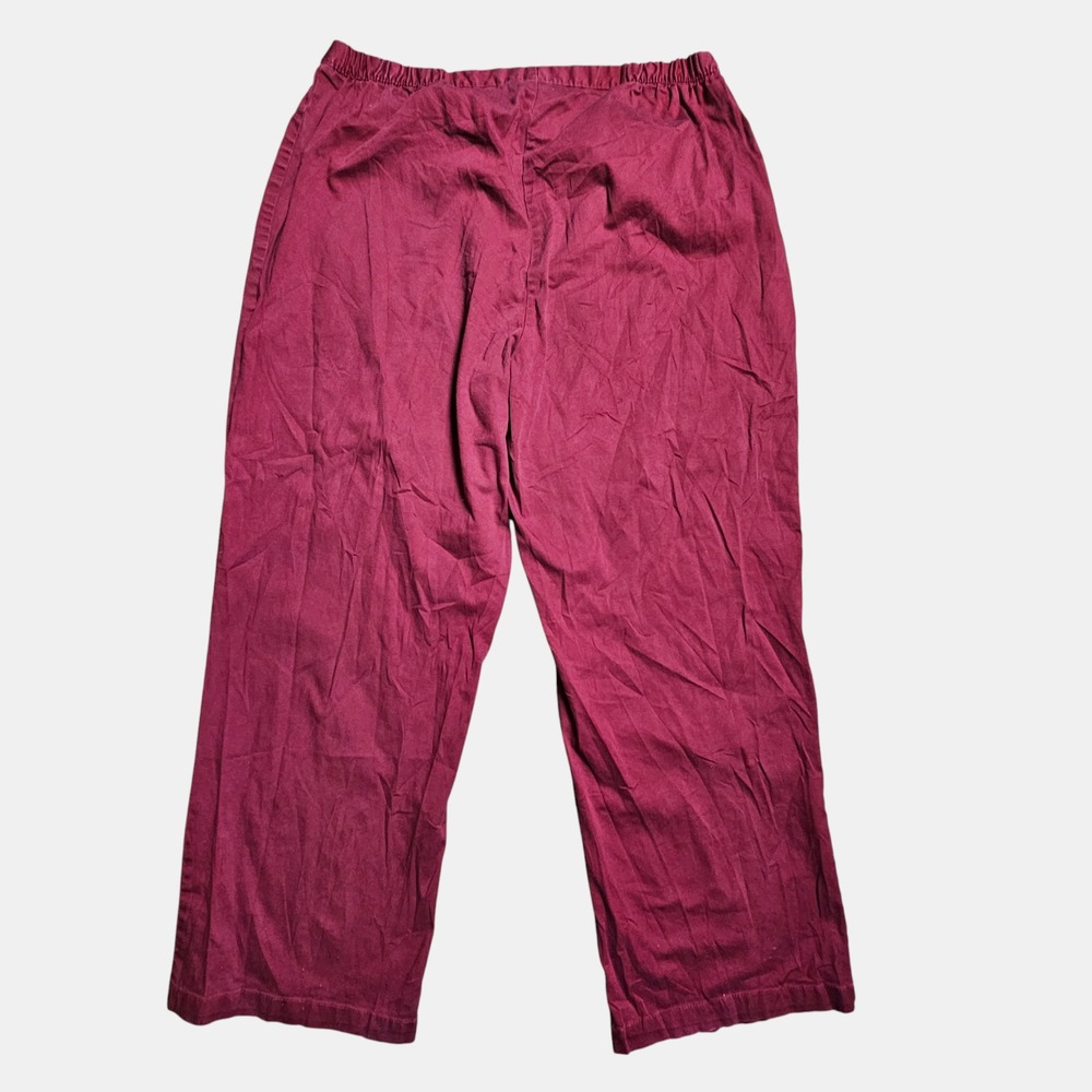 Woman Within Pull-On Khaki Trouser Pants 24W/30‎ Straight Leg Elastic Waist Red - Picture 2 of 8